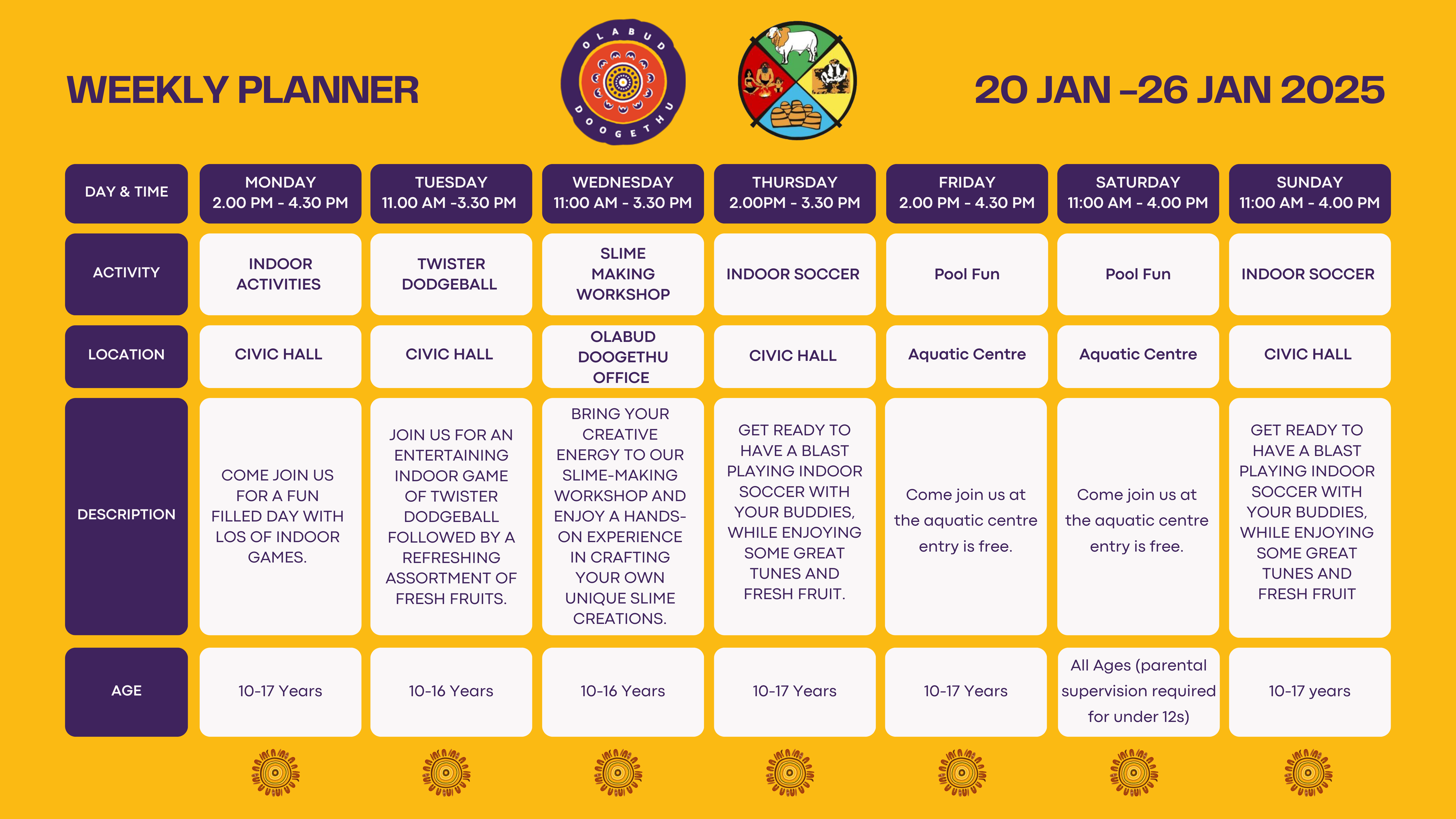 Weekly Planner 20 Jan - 26 Jan 2025